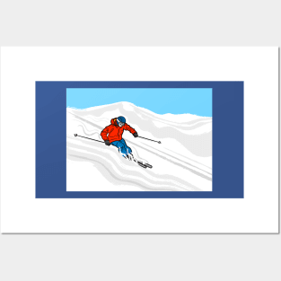 Skier Illustration Posters and Art